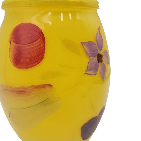 Bartlett Collins Yellow Handpainted Glass Cookie Jar MCM Handpainted VTG 9.5 in - Picture 5 of 16